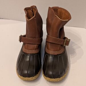 L.L. Bean Duck Leather Rain Boots Women's Size 9 Brown Made In USA